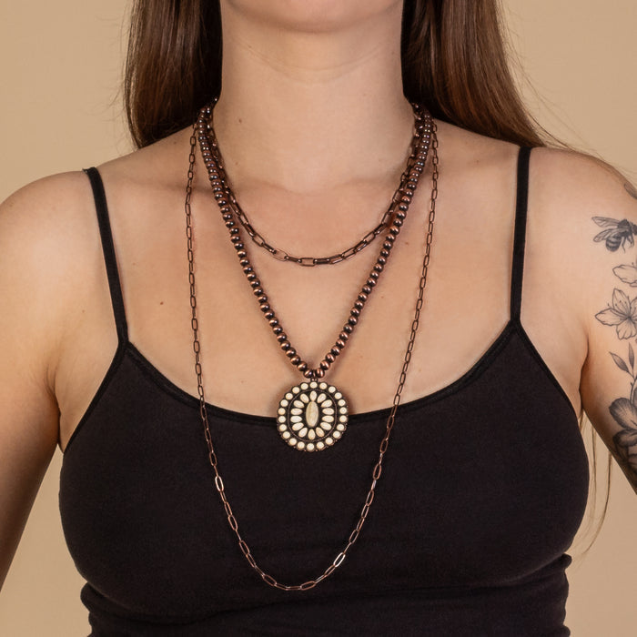 72925 - Squash Blossom Necklace - Ivory & Copper