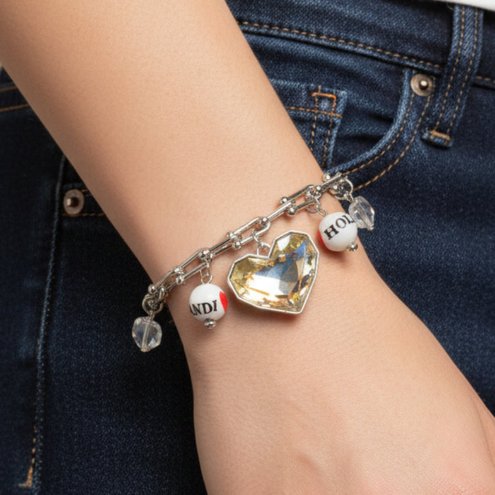 74897 - Heart Charm Bracelet - AB