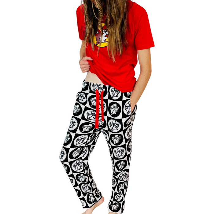 Adult Sherpa Black & White Cozy Lounge Pants