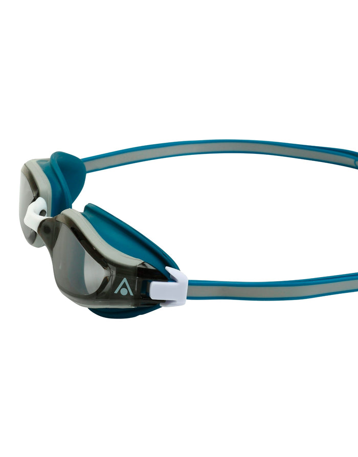 Aqua Sphere Fastlane goggles with tinted lens, blue white design