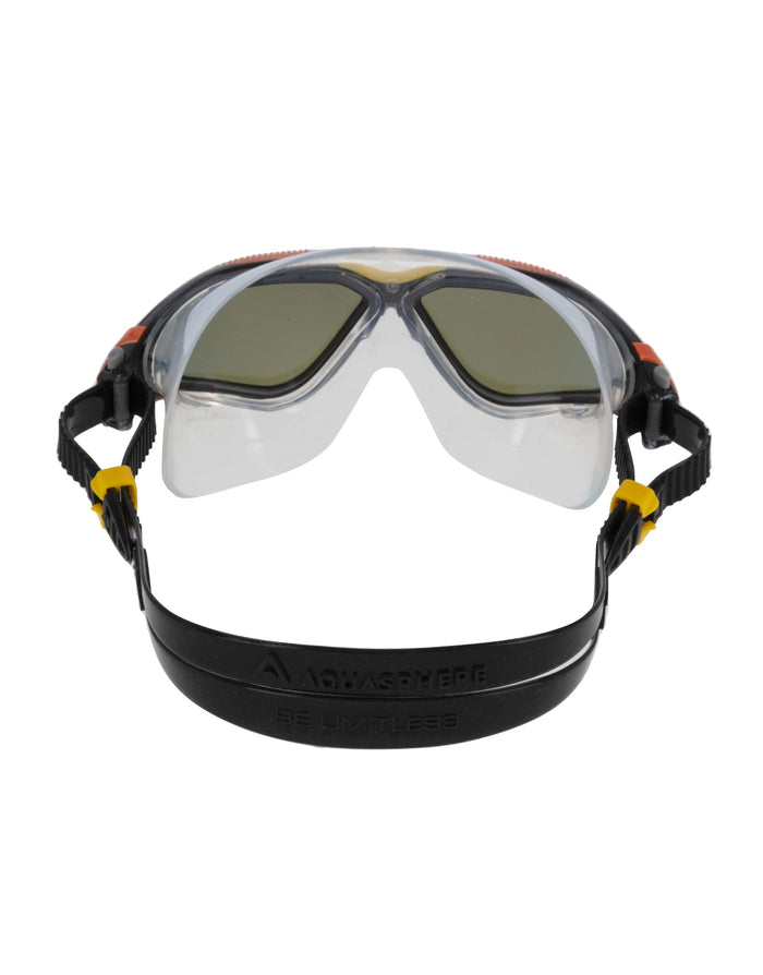 Aqua Sphere Vista mirrored lens goggles in black and orange