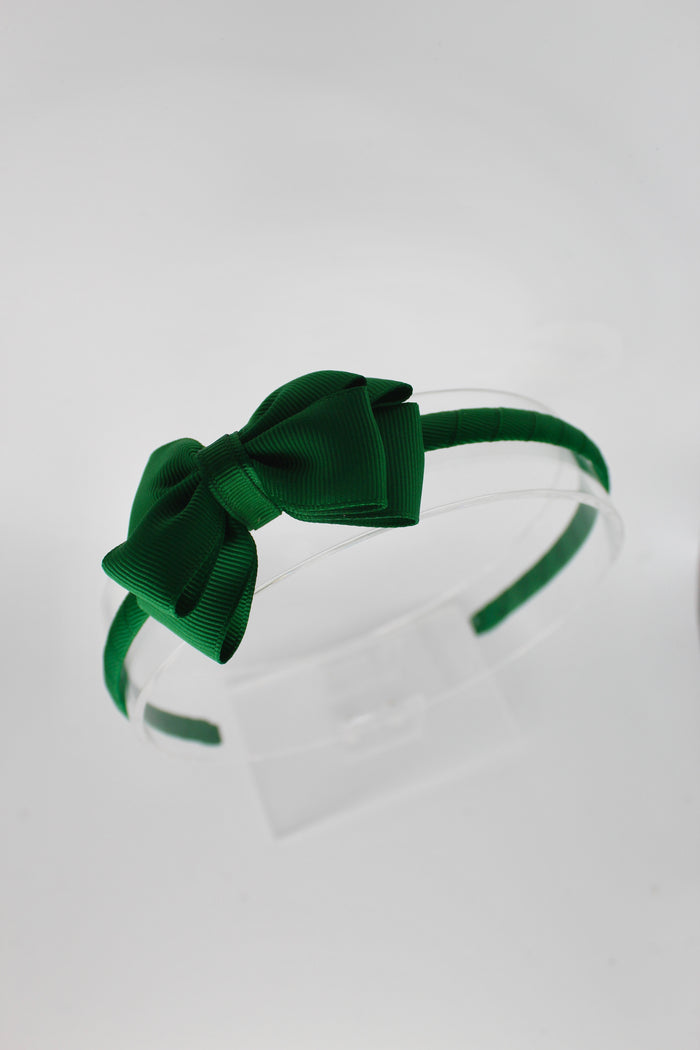 Bow School Hairband - Forest Green