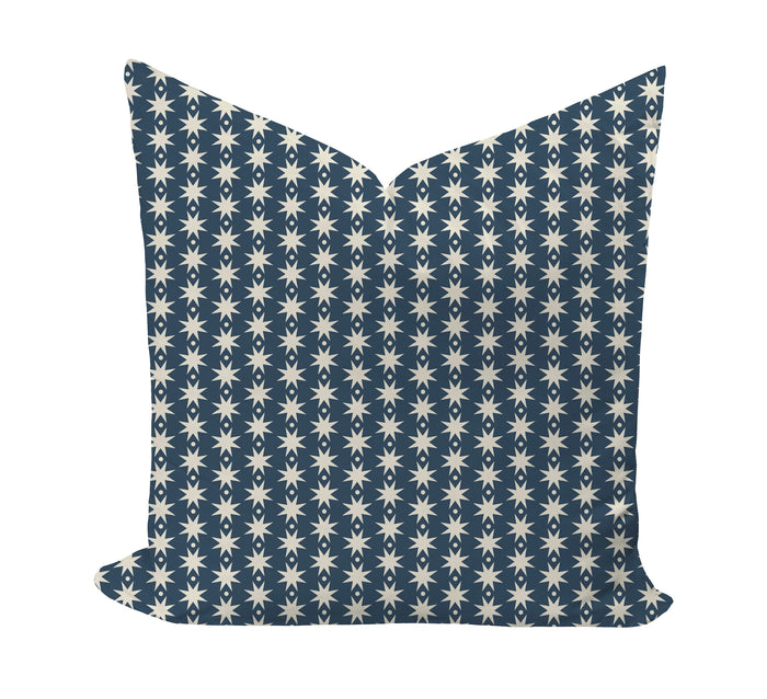 Star print pillow in navy