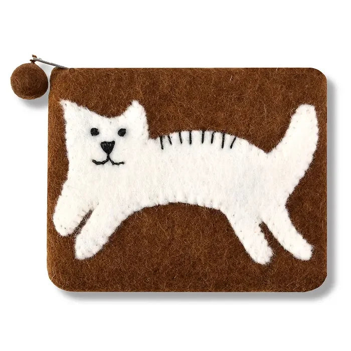Cat Design Brown Coin Purse