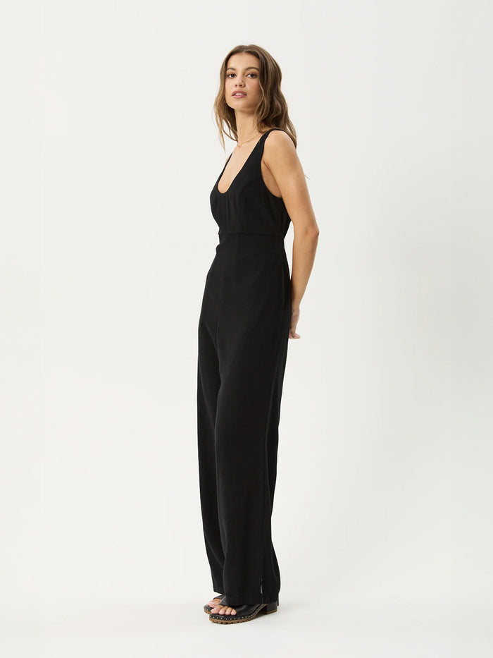 Charlotte - Linen Viscose Jumpsuit | Black-Image 5