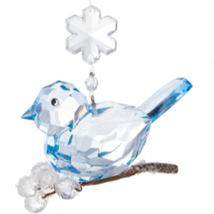 CRYSTAL Winter Blue Bird Ornament 3.5"