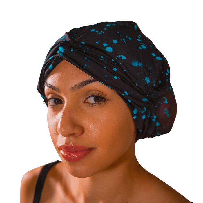 Discontinued - Hair Turban in Midnight Aqua Splatter | D'Hair