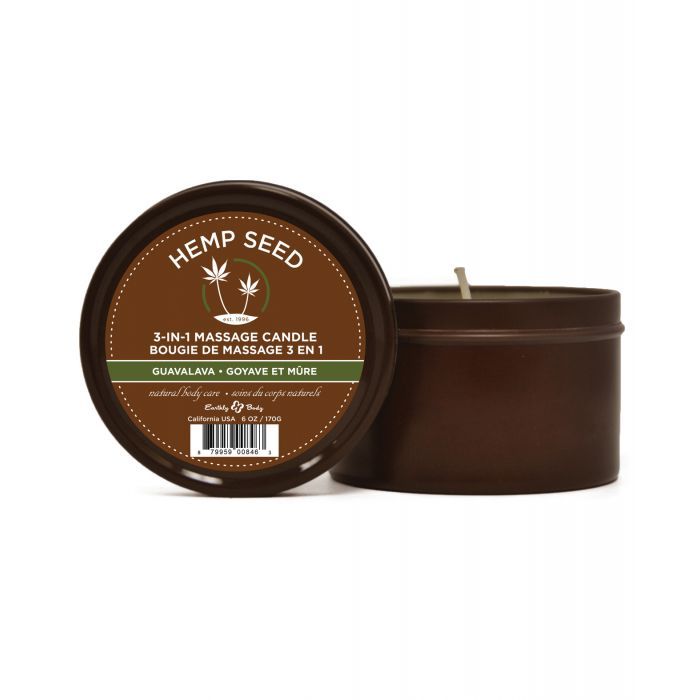 Earthly Body Hemp Candle 3 IN 1 Round Tin Guavalava 170g