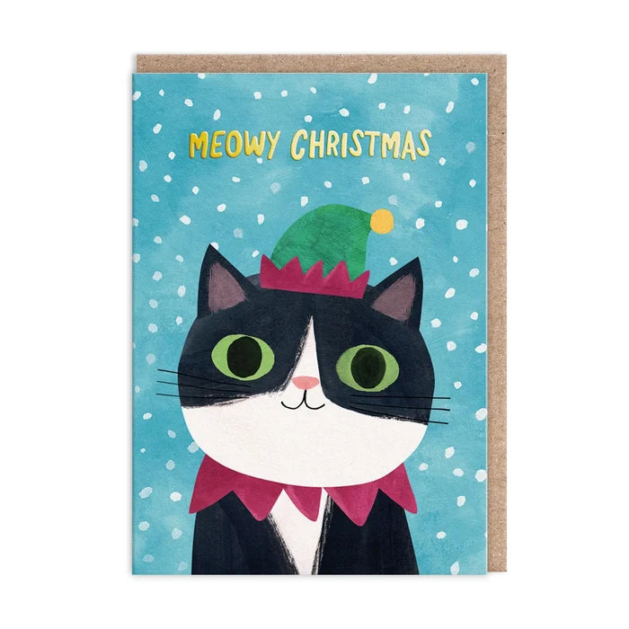 Elf Hat Kitty Christmas Card