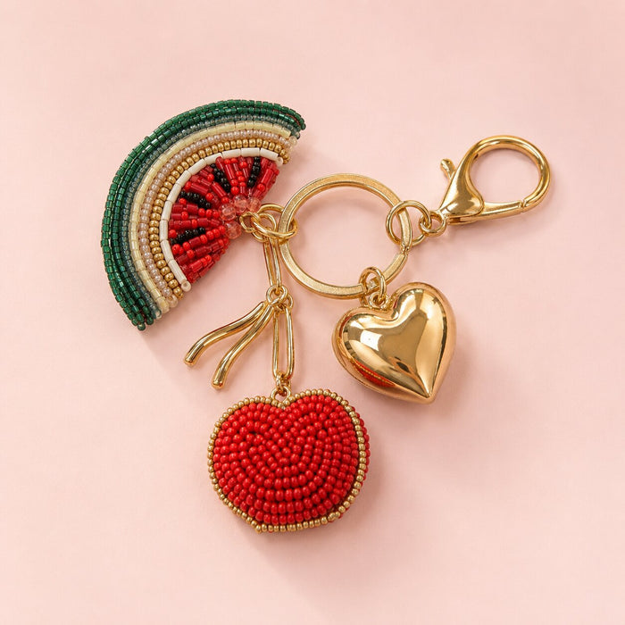 Embellished Watermelon Bag Charm - Red