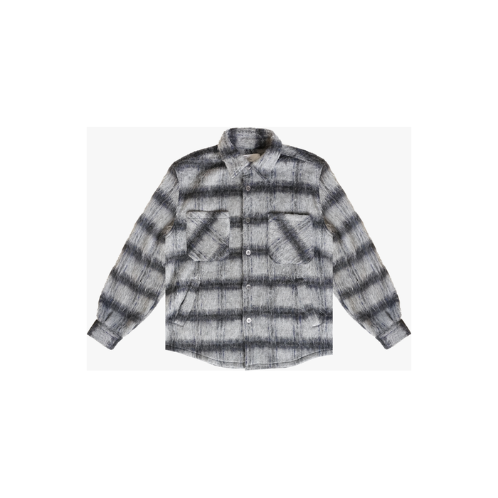 Charcoal EPTM Side Slit Flannel Button Up with front pocket for men