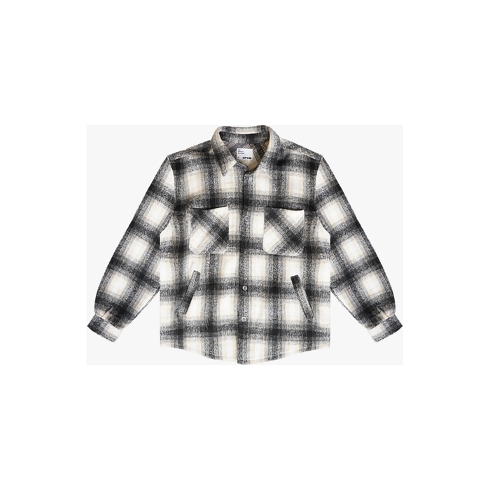 Long Sleeve EPTM Slit Flannel Button Up Shirt with Striped Design