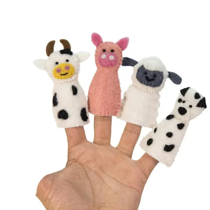 Felted Farm Set Finger Puppets ( 4 in Set)