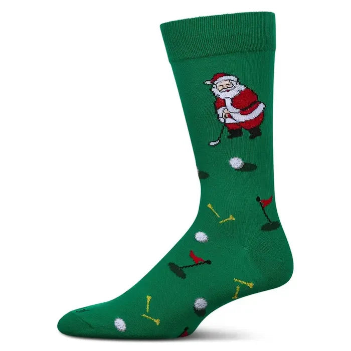 Golfer Santa Men`s Holiday Crew