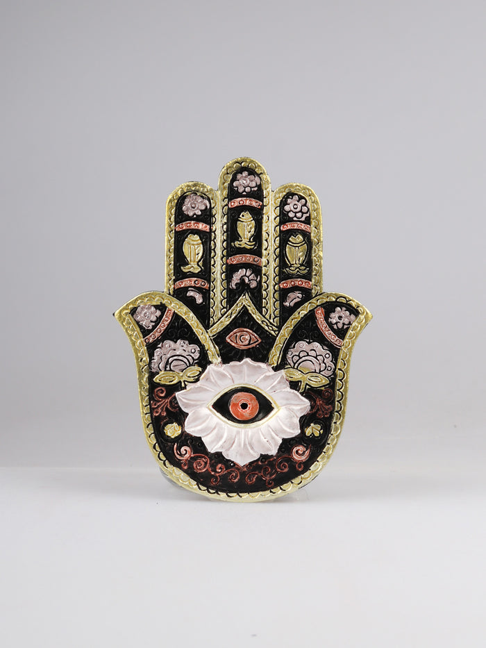 Hamsa Hand Gold Black Incense Holder | One Colour-Image 2