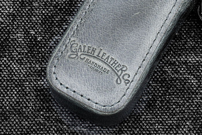 Leather Zippered Magnum Opus Single Hard Pen Case For Oversized Pens & Namiki Emperor - Crazy Horse Smoky