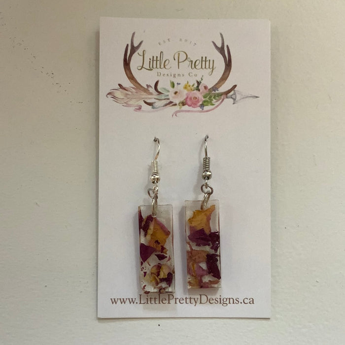 Little Pretty Flower Petal Dangling Rectangle Earrings