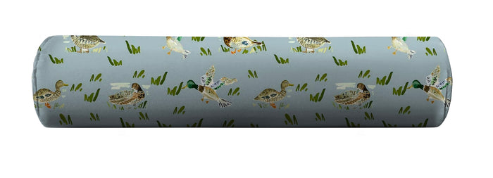 Mallard duck patterned bolster pillow cover by evelyn henson