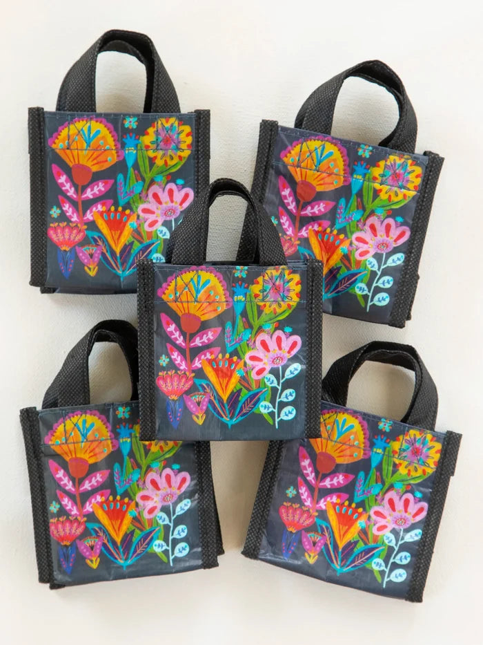 Mini Happy Bag, Set of 5 - Navy Folk Flower-view 3