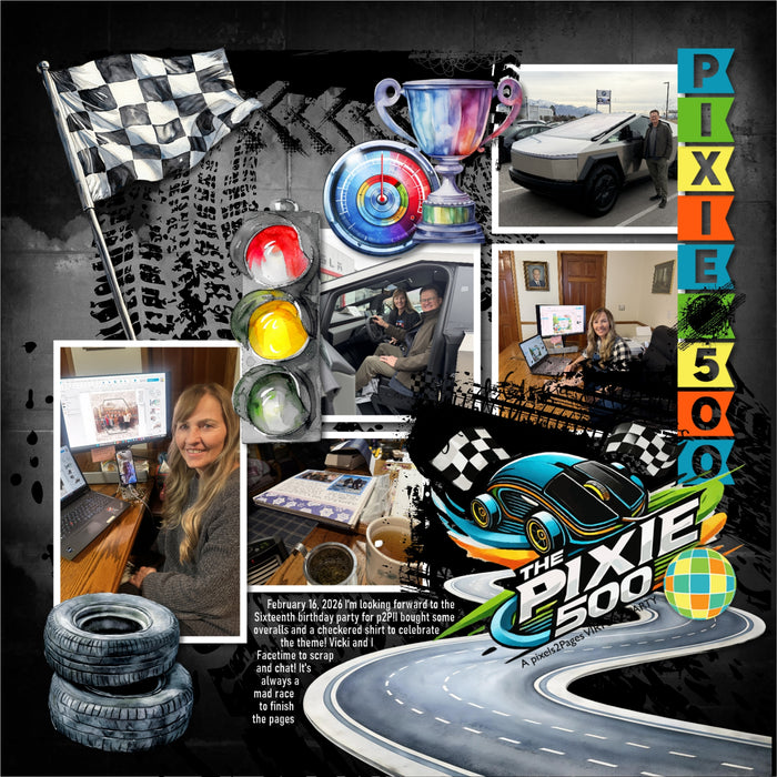 Rev your engines and get ready to go! This watercolor embellishments, papers, and grunge overlays collection by Lucky Girl Creative digital art has all the fun and energy needed to capture your need for speed! Great for trips to the speedway, raceway, classic car collectors, and road trips. Embellishments feature a touch of different car racing including NASCAR, IndyCar, Formula 1, motor racing, sports car racing, Rally car, auto racing, and more! Embellishments include milk, metal, award, trophy.