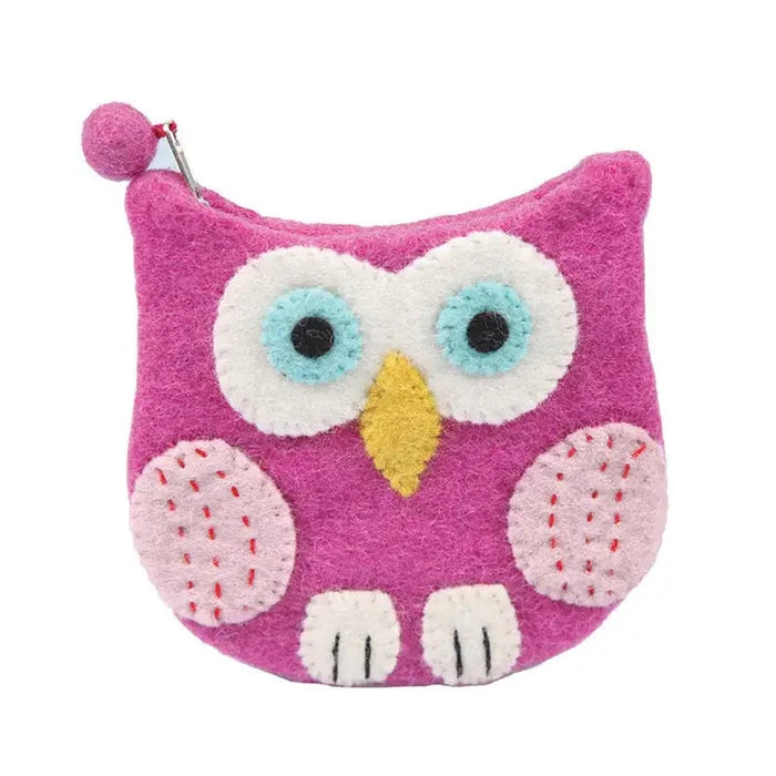Owl Face Shaped Coin Purse Pink