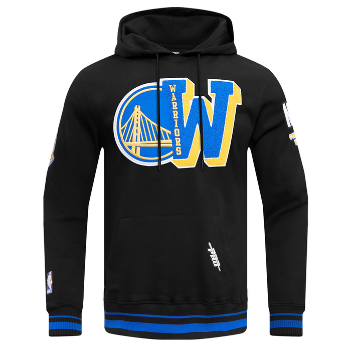 Pro Standard Golden State Warriors Mash Up Rib FLC PO Hoodie in Black and Blue with BGW5515718-BRB product code