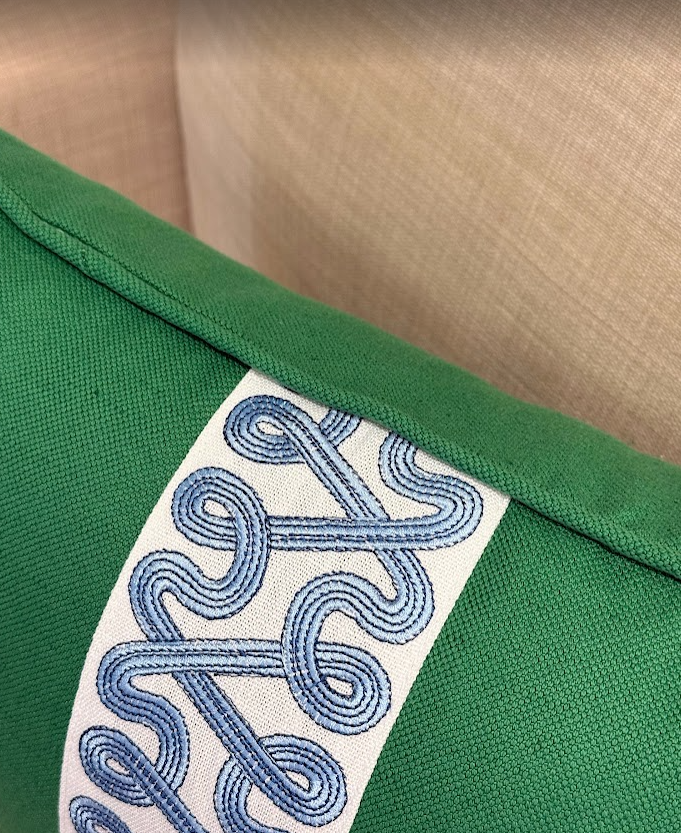 Ready to Ship :: Kelly Green with Tinker Tape Pillow Cover (1 available) for 18x22" insert