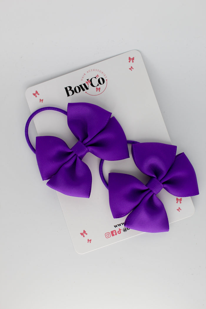 School Bows Purple - Twist Bow Set - Elastic