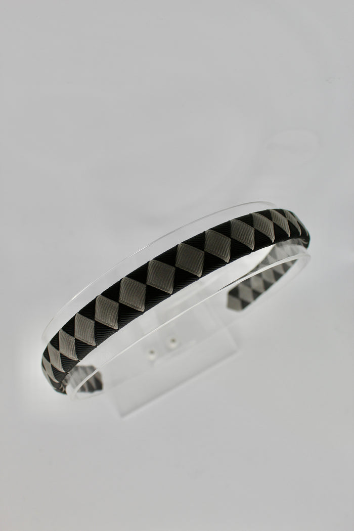 School Hair Accessories - Pleated Black and Metal Grey Hair Band