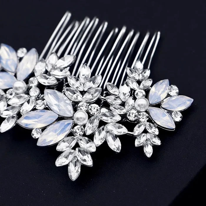 Wedding Hair Accessories - Opal and Pearl Bridal Hair Comb