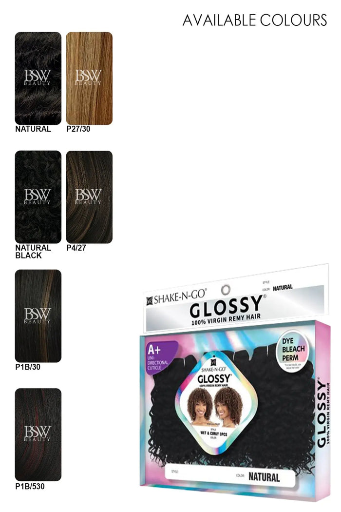 SHAKE N GO VIRGIN REMY HAIR WEAVE GLOSSY - WET & CURLY 3PCS - BSW BEAUTY CANADA