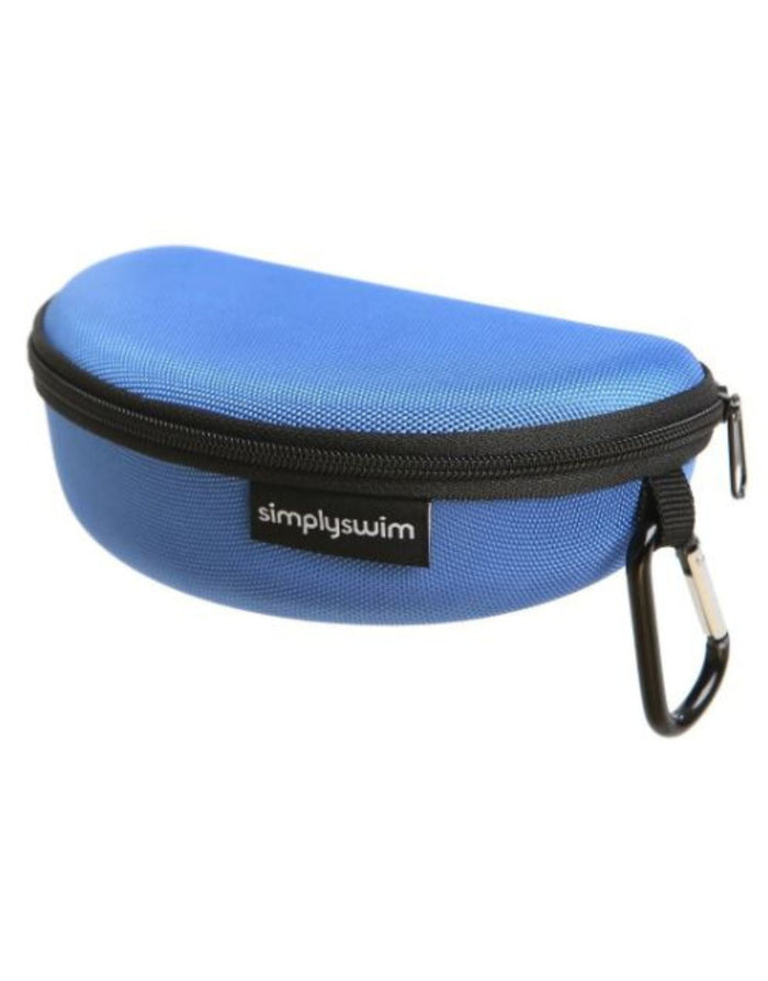 Blue Simply Swim premium zippered goggle case with carabiner