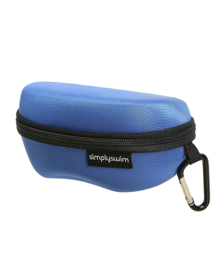 Blue Simply Swim Premium swim mask case with black zipper and carabiner