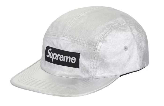Supreme Washed Chino Twill Camp Cap in Silver color, brand new deadstock SS25