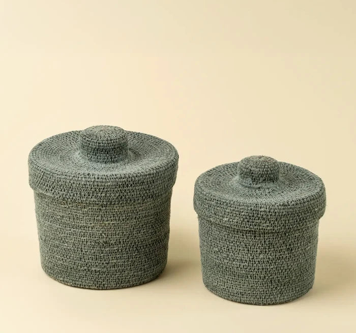 Tajine Seagrass Baskets Blue| 2 Sizes - Magnolia Lane co. Home + Garden + Gift
