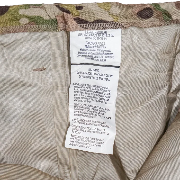 USGI Multicam APECS Wet Weather Trousers - Large Regular - US Army Surplus - Rain Trousers
