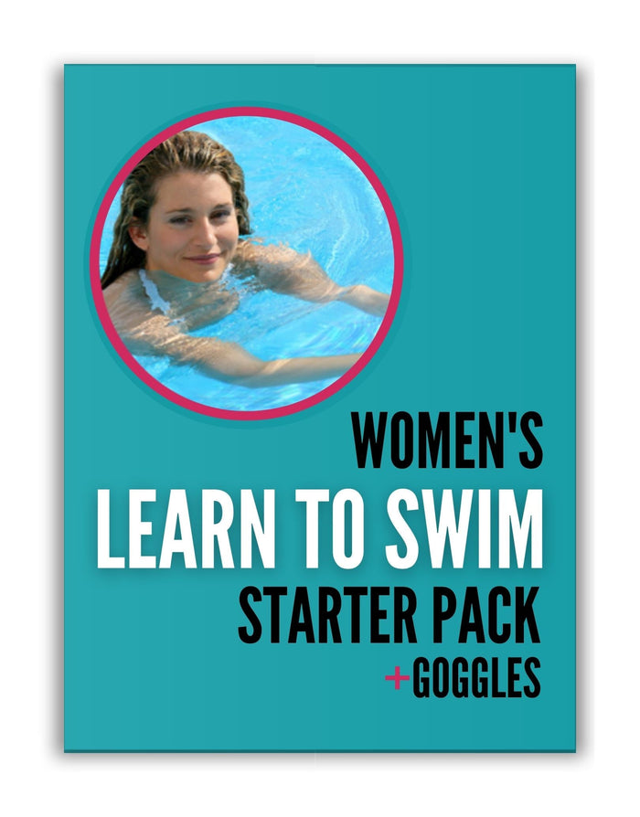 Blue swim goggles in womens swim starter pack
