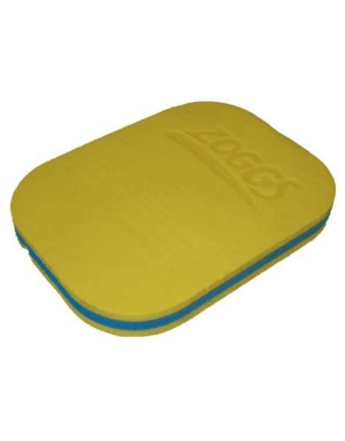 Zoggs EVA Mini Kids swim kickboard float in yellow and blue with kool logo