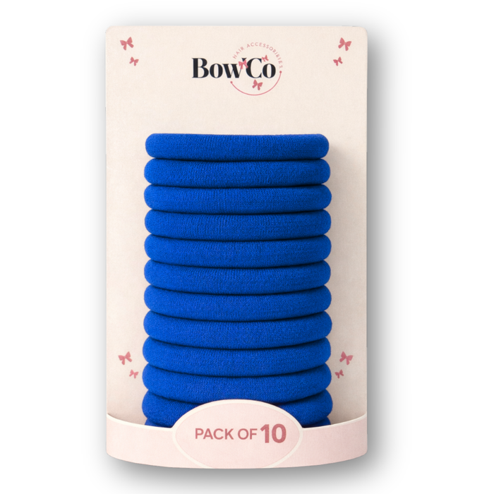 10 Elastic Pack School Hair Bobbles - Royal Blue - Non Damage