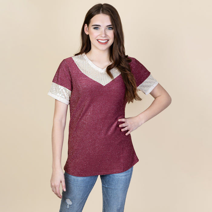 10738 - Game Day top with Sequin