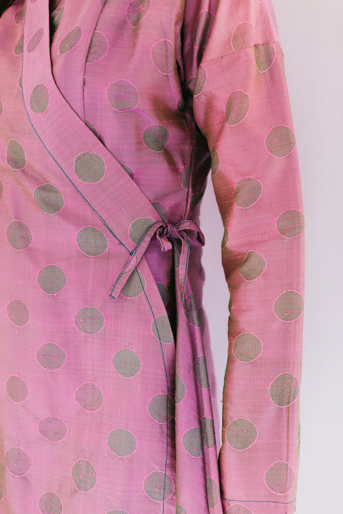 Close up photo of side tie on Thai Blouse.