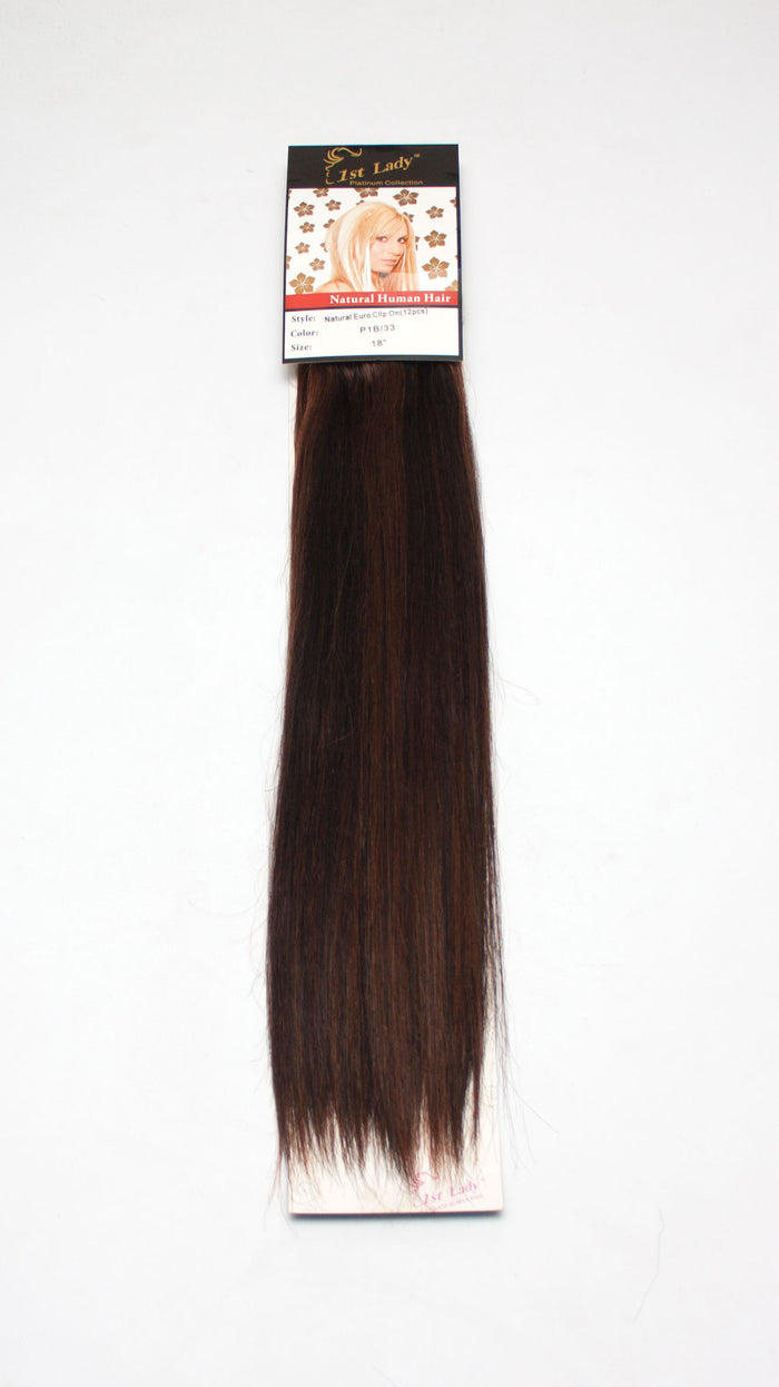 1st Lady Natural Euro Human Hair Blended Clip on Hair Extensions 18" (12Pcs) - Elysee Star