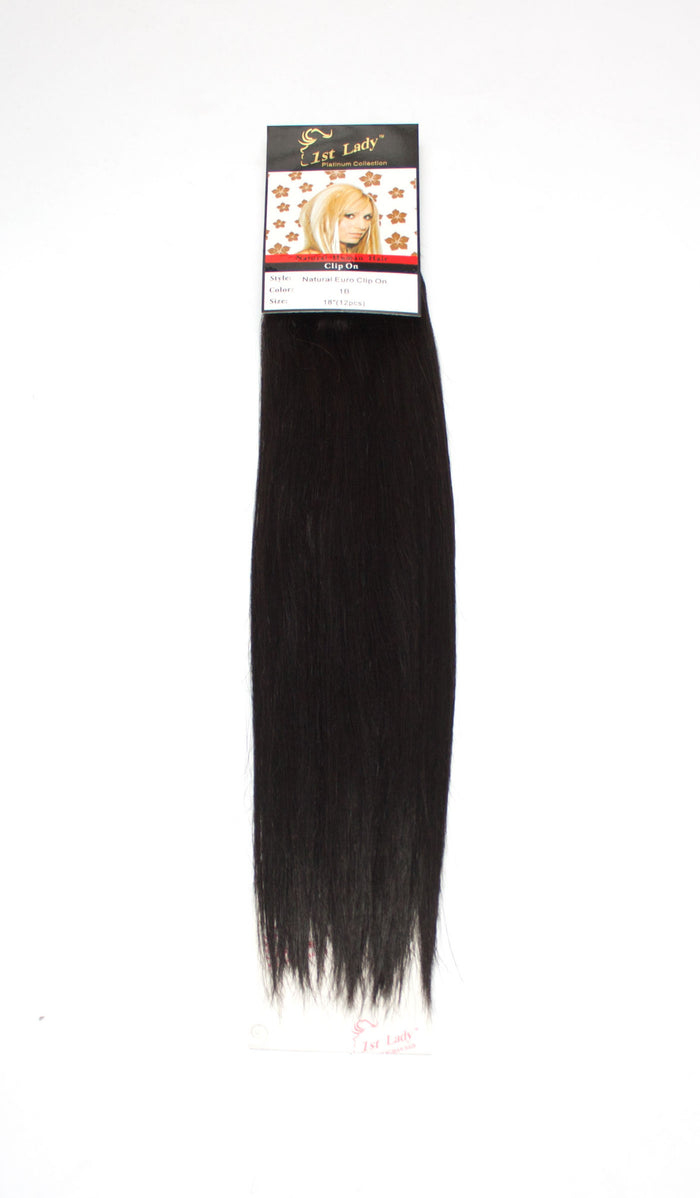 1st Lady Natural Euro Human Hair Blended Clip on Hair Extensions 18" (12Pcs) - Elysee Star