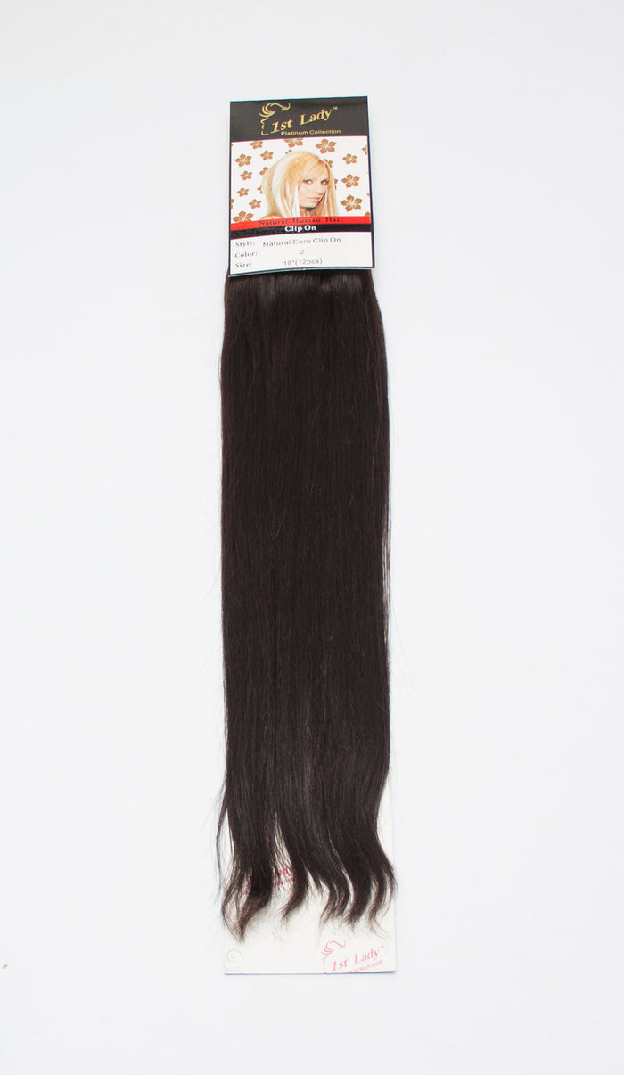 1st Lady Natural Euro Human Hair Blended Clip on Hair Extensions 18" (12Pcs) - Elysee Star