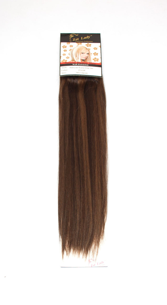 1st Lady Natural Euro Human Hair Blended Clip on Hair Extensions 18" (12Pcs) - Elysee Star