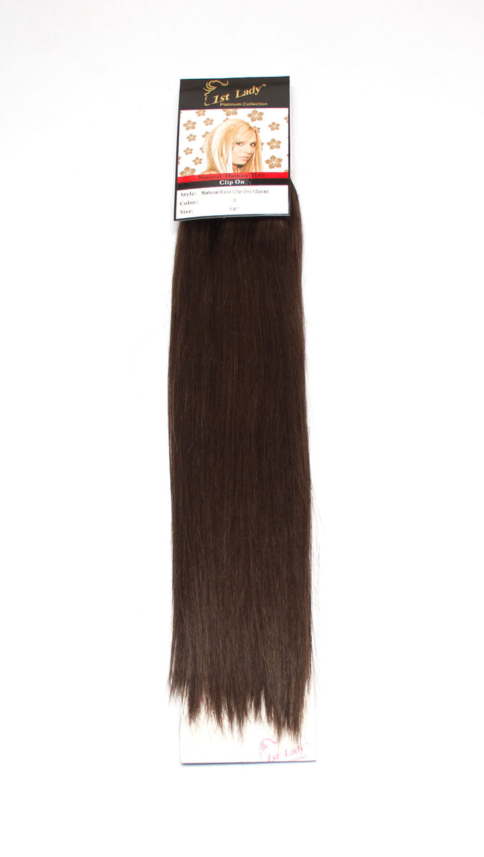 1st Lady Natural Euro Human Hair Blended Clip on Hair Extensions 18" (12Pcs) - Elysee Star