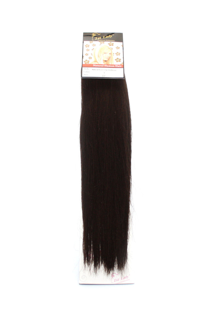 1st Lady Natural Euro Human Hair Blended Clip on Hair Extensions 22" (8Pcs) - Elysee Star