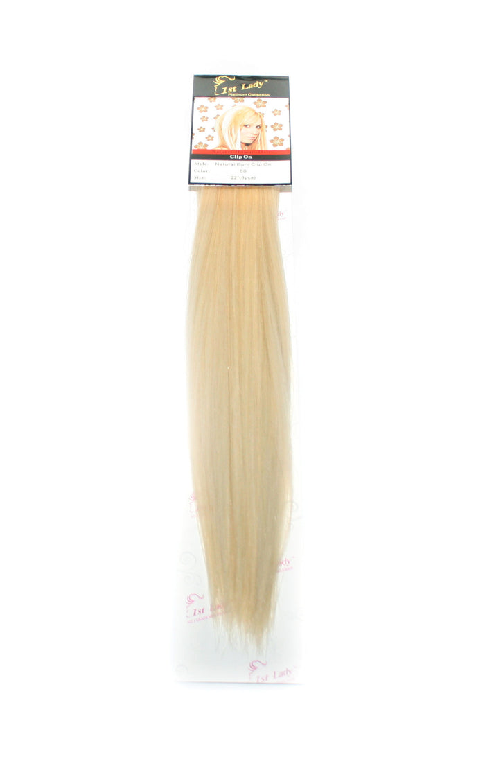 1st Lady Natural Euro Human Hair Blended Clip on Hair Extensions 22" (8Pcs) - Elysee Star