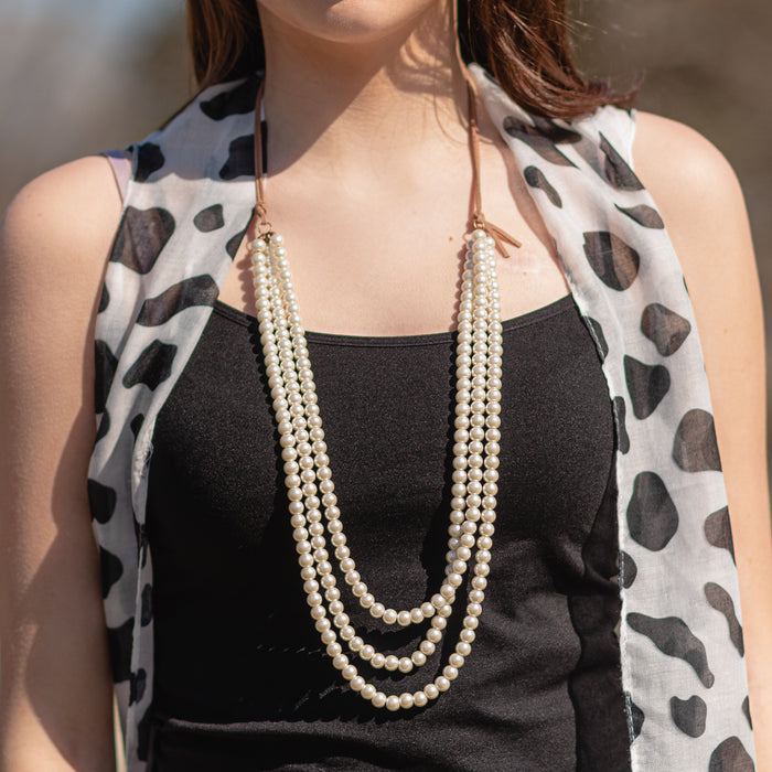 71716 - Layered Beaded Necklace - Pearl