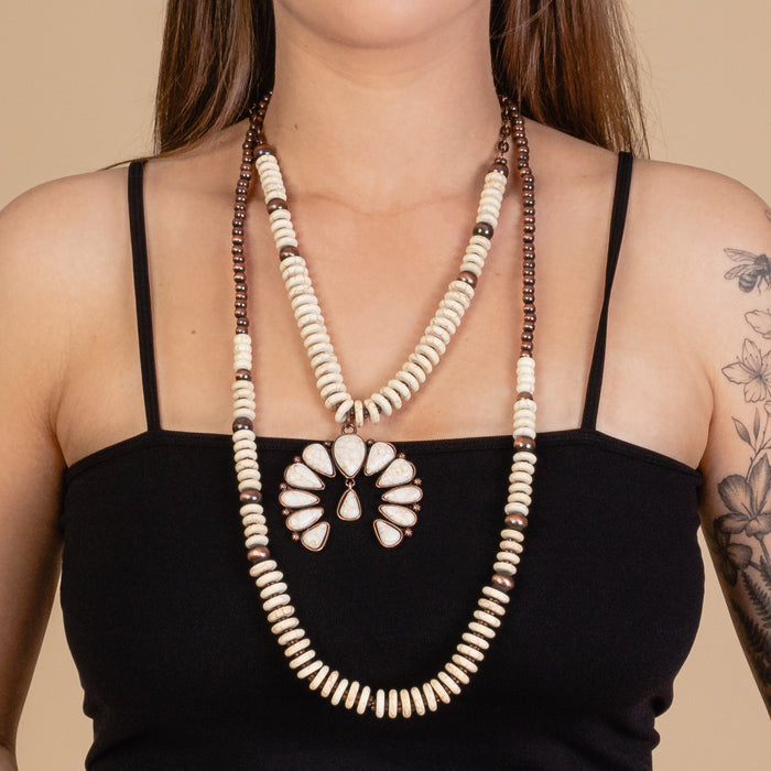 72942 - Squash Blossom Necklace - Ivory & Copper